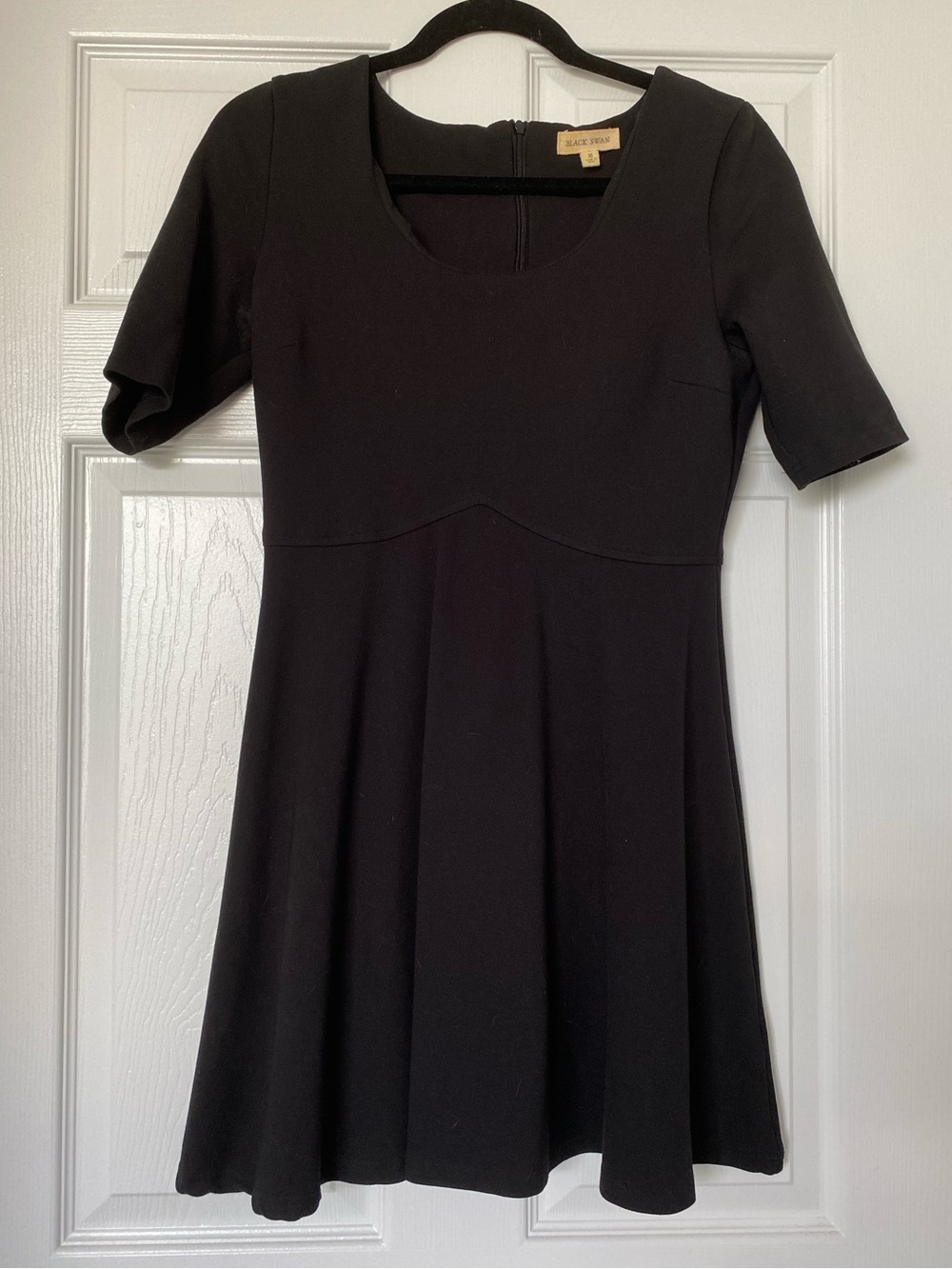 Black Swan Scoop Neck Fit-and-Flare Mini Dress